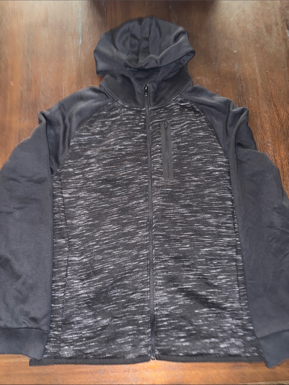 Apt. 9 Black Heather Full-Zip Hooded Sweater Large